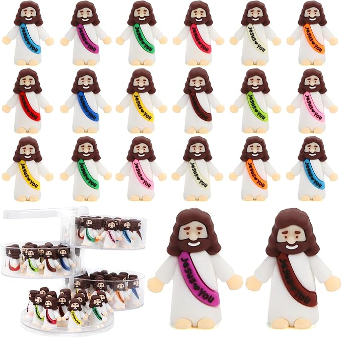 80 Pcs Mini Jesus, Little Jesus Figures to Hide Tiny Figurines in Bulk and Pocket Seek Religious Gifts for Easter Egg Stuffers Fillers Sunday School Baptism Christ Savior Craft