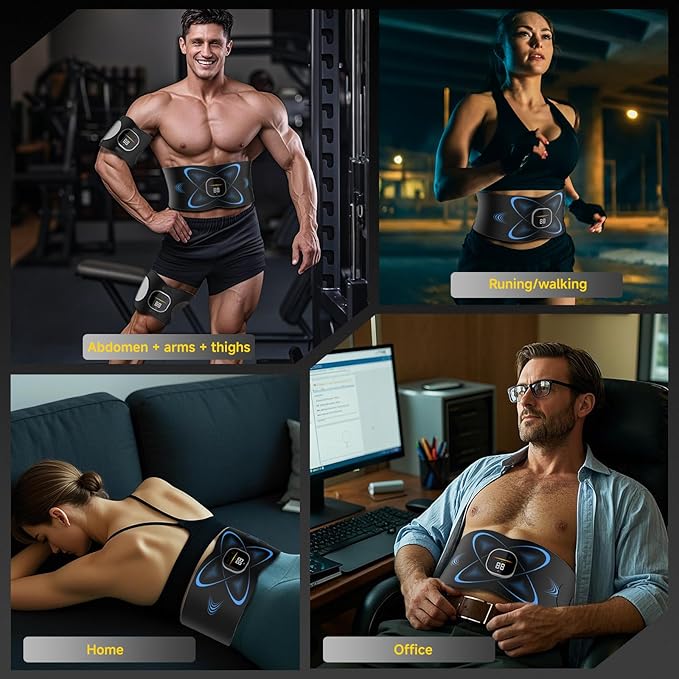 Ab Stimulator Muscle Toner, Abs Stimulator Abdominal Massage Belt with Heat for Belly Fat Burning & Cellulite Melting & Stomach Smooth Firming, Lower Back Massager for Women Men Pain Relief Gifts