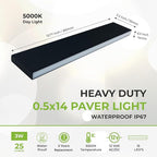 LUMENGY Paver Light Slim 0.5x14 Inch Glare-Free Steel Brick Lighting for Pavers, Walls, Driveway & Pathway Borders 5000K Warm White, Waterproof, Drive-Over Rated - 12V AC/DC