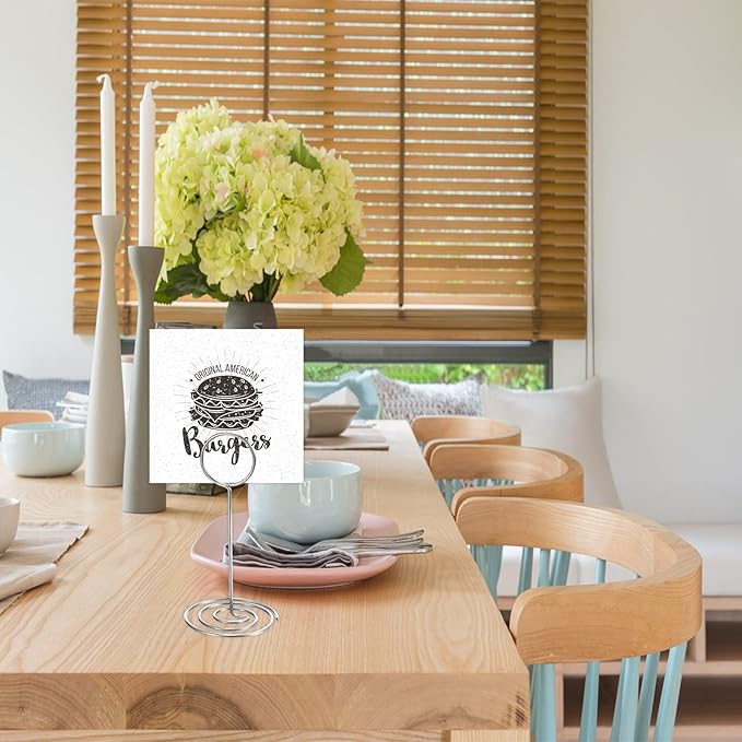 26 PCS Table Number Holder - Table Card Holder Stand Wire Photo Holder with 26 Pcs Floral Table Number Cards, Place Card Holder Stand for Weddings Party Office Paper Memo Menu Note Clips