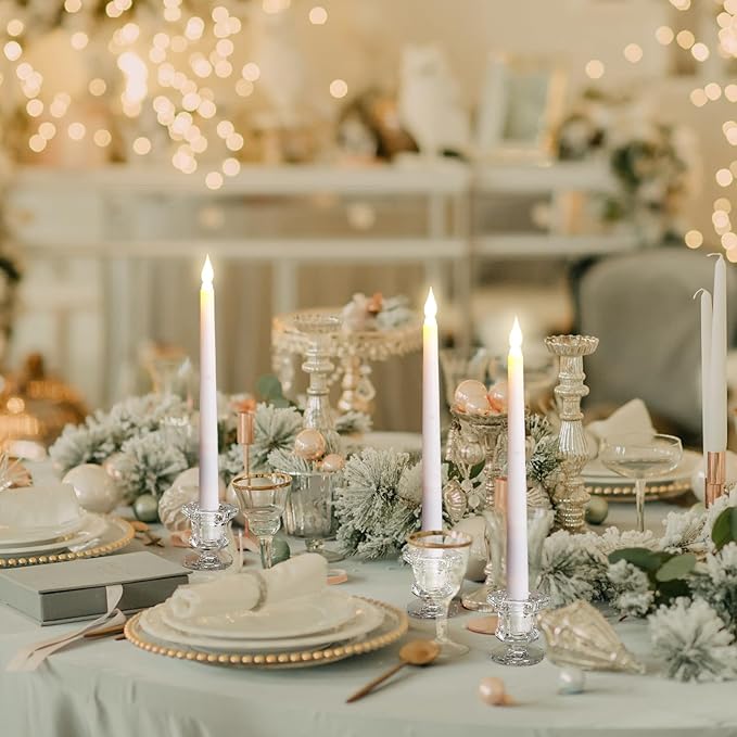 Foaincore 30 Pcs Candlestick Holders Bulk 2.36 Inch Taper Candle Holders Small Glass Candle Holder for Wedding Table Centerpiece Party Decoration (Clear)