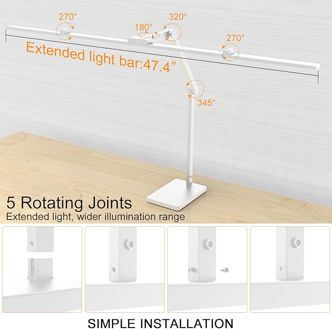 36 W 3000 LM Ultra Bright Architect Desk Lamp with Base, 47.4 Inch Wide Tall Overhead Desk Light for Home Office, Dimmable Table Light with Remote for Desktop Working,Drafting,Reading