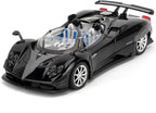1/24 Car Model Compatible for Collectible Pagani Zonta HP Diecast Toy Car,Zinc Alloy Pull Back Cabriolet Vehicles Toy with Sound and Light for Adult Boys Girls (Black)