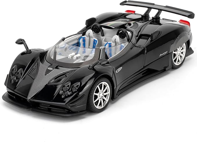 1/24 Car Model Compatible for Collectible Pagani Zonta HP Diecast Toy Car,Zinc Alloy Pull Back Cabriolet Vehicles Toy with Sound and Light for Adult Boys Girls (Black)