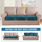 H.VERSAILTEX Velvet Stretch Couch Cushion Cover Plush Cushion Slipcover for Chair Loveseat Sofa Cushion Furniture Protector Seat Cushion Sofa Cover (3 Piece Sofa Cushion Covers, Deep Teal)