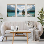 HLNIUC Large Mountain Lake Framed Canvas Wall Art Set,Beautiful Nature Landscape Wall Decor,Lake Forest and Mountain Scenery Art Print,Modern Scenic Wall Painting for Living Room,Bedroom - 16”x24”x3