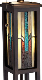 Robert Louis Tiffany Ranier Mission Tiffany Style Standing Floor Lamp with Night Light LED 59.5" Tall Bronze Copper Multicolored Stained Art Glass Shade Decor for Living Room Reading House Bedroom