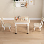 Kids Table and Chairs, Height Adjustable Childrens Table and Chair Set, Kids Tables for Age 2-8, Graffiti Desktop, Table for Kids with 2 Seats, Small Kids Table, Max 300lbs