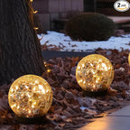 Solar Globe Lights Outdoor Waterproof-Solar Balls-Solar Garden Lights-Orbs for Outside 2 Pack Cracked Glass Ball for Lawn Patio Yard Backyard Decorations