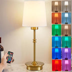 Rechargeable Cordless Table Lamp, Brushed Gold Battery Operated Desk Lamps with Detachable LED Bulbs, 13 Colors Dimmable Bedside Lights for Bedroom, Bar, Night Light, Camping