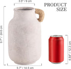 Ceramic Flower Vase Home Decor - 9.7 inch Large White Rustic Table Flowers Vases Living Room Bedroom Plant Decoration Farmhouse Vintage for Kitchen Shelf Office Coffee Dining Desk House Women