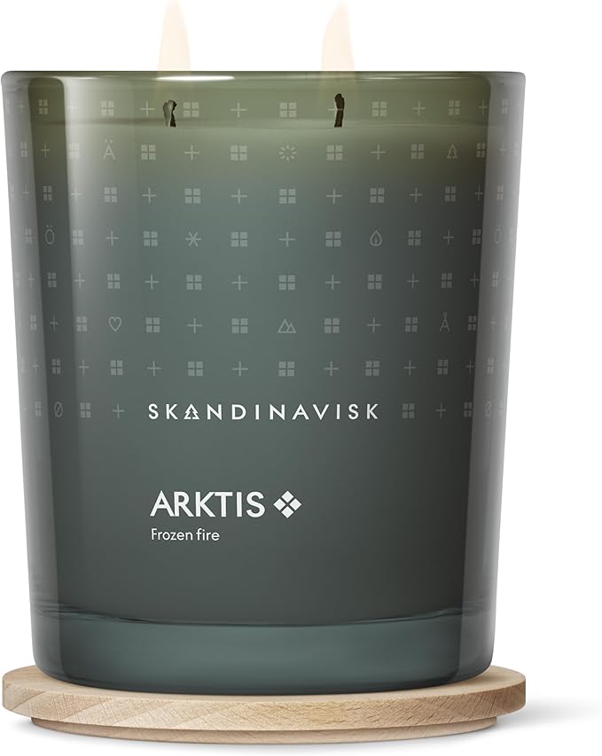 Skandinavisk ARKTIS 'Artcic' Scented Candle with 2 Wicks, Special Edition, Scent Notes: Windswept Woods and Arctic Sage, Spearmint and Snowflakes, Vegan Formula, 12.3 oz.