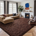 5x7 Ft Brown Shag Rugs for Bedroom Living Room, Ultra Soft Fluffy Furry Area Rug for Indoor Floor, Aesthetic Carpet for Home Decor