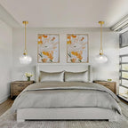 Modern Clear Glass Pendant Light Fixtures, Mid Century Pendant Lights for Kitchen Island, 9.8" Gold Adjustable Height Ceiling Hanging Light Fixtures for Dining Room Entryway Bedroom Foyer Hallway