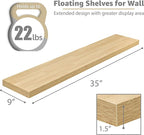 Sorbus Floating Shelves for Wall - 35 Inch Long Bathroom Shelves, Wall Decor for Bedroom, Kitchen, Living Room & Book Storage - Mounted Floating Shelf with Invisible Brackets (Maple Wood, 2 Pack)