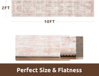 AMOAMI-2X10 Runner Rug-Washable Runners for Hallways-Soft Non Slip Bedside Rugs for Bedroom-Vintage Long Rug for Hallways Entryway Laundry Room Stair Kitchen Bathroom Pink