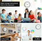 Inbagi 8 Pcs Wall Clock Large Silent Battery Operated Wall Clocks Modern Non Ticking Wall Clocks Bulk Decorative for Kitchen Office Living Room Home Bathroom Bedroom Classroom(White,14 Inch)