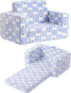 Toddler Chair Kids Couch, 2-in-1 Comfy Armchair with Removable and Washable Cover Carrying Handle, Convertible Reading Chair Toddler Couch for Girls and Boys