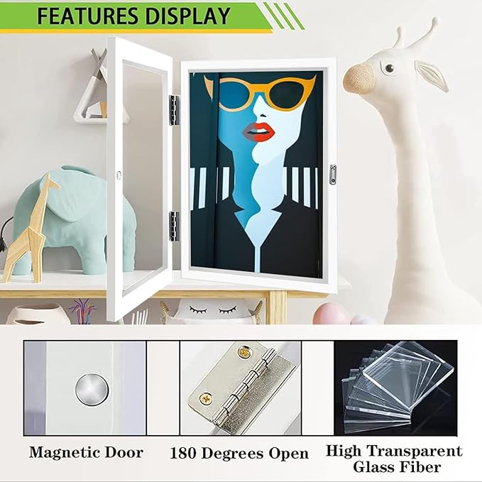 [3-Pack Kids Artwork Frames Changeable - Kids Art Frames Front Opening 8.5 x 11 Holds 150 Pics, Artwork Frames for Kids Art, Kids Art Frame Ideal for Portfolio, Pictures, Drawings (White)