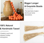 OMISHE 76" Long Large Wood Bead Garland with 1.6" Diameter Wooden Beads and Tassels, Rustic Farmhouse Country Wood Beads Garland for Home Tiered Tray Decor, Decorative Beads with Tassels Orange