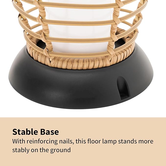 Outdoor Floor Lamp Solar Powered Lantern Waterproof Outdoor Lamps Wicker Patio Lights for Garden Deck Backyard Decor