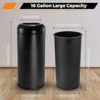 BEAMNOVA Commercial Trash Can 16.5 Gallon Open Top Outdoor Indoor Garbage Enclosure Inner with Lid Inside Barrel 14.6 * 32.7 inch Stainless Steel Industrial Waste Container