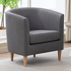 Accent Barrel Chair, Modern Comfy Living Room Chairs with Armrest Small Reading Chair with Cozy Soft Padded for Bedroom Reception Room Cafe,Grey