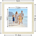 Vittanly 12x12 Picture Frames Set of 9, Shatter Resistant Plexiglass, Display 8x8 Pictures with Mat or 12x12 without Mat, Photo Frames for Wall Mount, Engineered Wood, Cornsilk