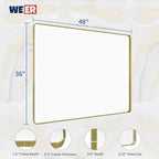 WEER Gold Bathroom Mirror, 48X36 Inch Brushed Gold Metal Frame Mirror, Rounded Rectangle Gold Bathroom Vanity Mirror for Wall, Tempered Glass, Anti-Rust, Hangs Horizontally or Vertically