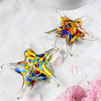 Crystal Star Fish Figurine Hand Blown Glass Starfish Statue Collectibles Ocean Art Sea Animal Home Table Decor Gift Colorful Red 5.5''