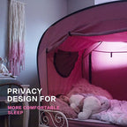 Bed Tent Twin Bed Canopy Portable Dream Tent for Adult Indoor Sleeping Tents with 2 Doors Breathable Private Space Tents, Pink