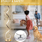 Modern Floor Lamps for Living Room, 40W Dimmable LED Spiral Floor Lamp with Remote, Adjustable Colors & Brightness Standing Lamp Reading Lamp Corner Floor Lamp for Bedroom, Office - Silver