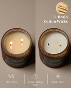 M&SENSE Cinnamon Vanilla Fall Scented Candles for Home, Natural Soy Wax 11.6oz 70 Hours Large Long Lasting Strong Scented Classic 2 Wicks Jar Candle Gift for Housewarming