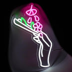 Holding Neon Sign for Berdroom Hand Neon Light Green Leaf Neon Light Sign for Wall Decor Gesture LED Neon Signs for Beer Bar Man Cave Living Room Hotel Pub Recreation Room Art Wall Decoration