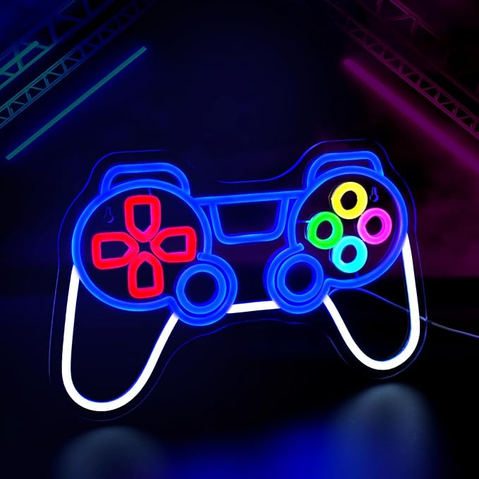 Game Neon Signs for Wall Decor Gaming Controller LED Neon Sign for Game Room Neon Light Sign for Wall Decor Birthday Party USB Powered Gamer Gifts for Teens Boys