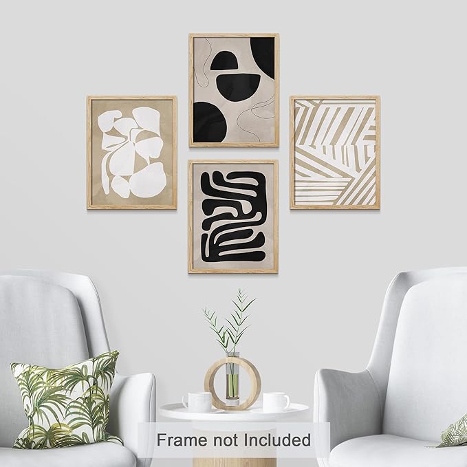 SIGNWIN Adhesive Canvas Poster Tropical Mid-Century Modern Hawaiian Geometric Print Abstract Shapes Illustrations Minimalism Decorative Rustic Cozy Zen for Living Room, Bedroom, Office - 12"x16"x4