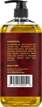 Majestic Pure Anti Cellulite Massage Oil for Massage Therapy - Refreshing, and Relaxing - Natural Oils with Vegan Collagen, Stem Cells & Cellulite Cream - All Skin Types - Men and Women - 8 fl oz