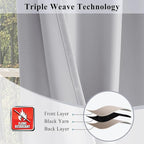 Fcosie 52"Wx120"L Inherent Flame Retardant Curtains - Room Darkening Drapes for School Classroom Dorm Nursing Home Restaurant- Antique Bronze Grommet Privacy Window Drapery - Greyish White - 2 Panels