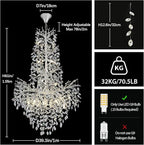 H61'' Silver Crystal High Ceilings Chandelier Staircase Chandeliers Modern Crystal Tree Branch Chandelier, D40'' Foyer Chandelier for High Ceiling Luxury Large Living Room Chandelier, 23-Lights