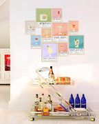 KBKBART Vintage Cocktail Poster Set of 10, Retro Bar Cart Accessories, Colorful Cocktail Wall Art, Funky Drink Aesthetic Pictures for Bar Cart Decor, Preppy Bar Art Prints for College Dorm Apartment - Unframed