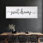 Sweet Dreams Over Bed Wall Decor 32"×12" for Master Bedroom Above Bed Wood Framed Wall Art Sign (White)