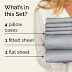 Full Sheets Set 6 Piece - Includes 4 Pillowcases - Bed Sheets Full Size - Soft Hotel Luxury Bedding - Cooling, Comfy, Cozy & Breathable - 1 Flat & 1 Fitted & 4 Pillowcases w/ Deep Pockets - Steel Blue