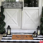 NEEDOMO Bronze Metal Lanterns Decorative Outdoor & Indoor, Set of 4 (17" & 10") with Glass, Candle Holder for Porch, Patio, Garden, Balcony, Wedding, Table Centerpiece Decorations