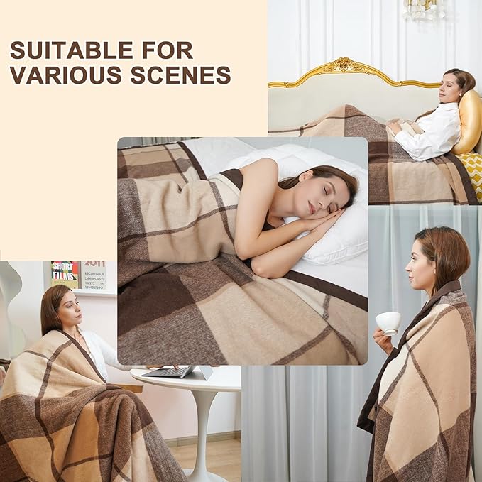 YOUR MOON 100% Pure Wool Twin Size, Australian Organic Natural Wool Blankets, Hypoallergenic Blanket for Bed, Medium Weight(Coffee, 66 * 90)