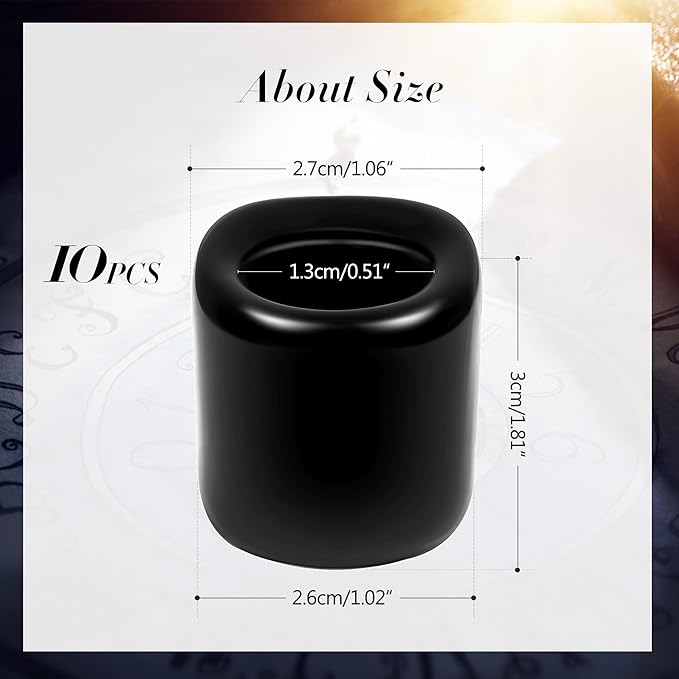 Black Spell Candle Holders 10 PCS, KSWING 1/2 Inch Diameter Ceramic Chime Ritual Candlestick Holders, Great for Casting Meditation Rituals Prayer Birthdays Altar Vigil Witchcraft Wiccan Supplies
