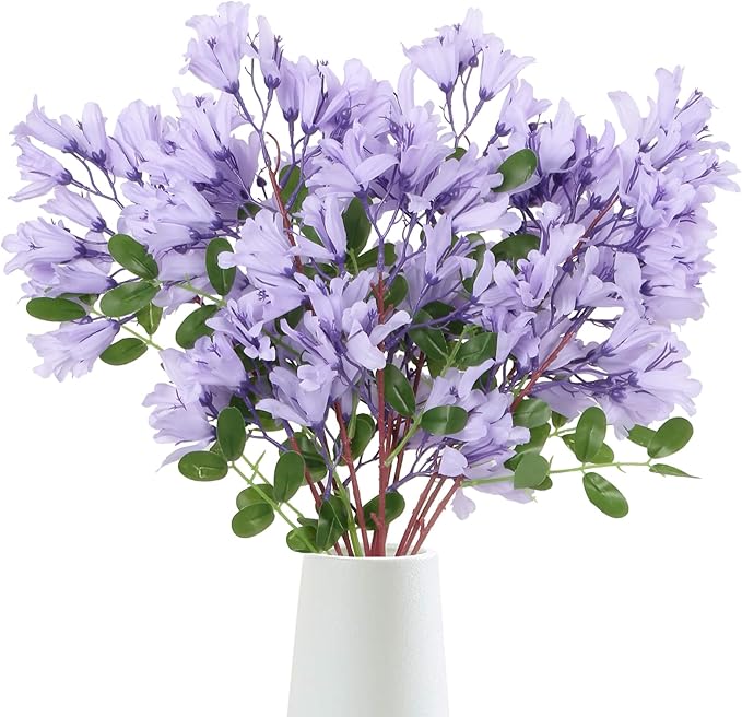 IPOPU 4Pcs Faux Light Purple Artificial Delphiniums, 24.8 Inch Long Stem Artificial Jacaranda Flowers for Tall Vases, Fake Delphiniums for Artificial Flower Arrangements, Home Party Decorations