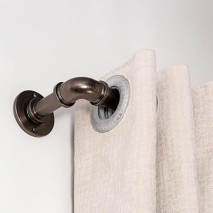 Industrial Curtain Rods 18 to 88 in,Wrap Around Rods, Adjustable Curtain Pole,1 in Diameter Pipe Wall or Ceiling Mounted,for Living Room(Brushed Crimson Black18” to 88”)