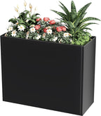 Tall Metal Cube Planter for Outdoor Plants 36" L x 12" W x 26" H, Heavy Duty Steel Large Planter Box with Removable Insert Shelf, Modern Décor for Tall Plants, Trees, Flowers (Black)