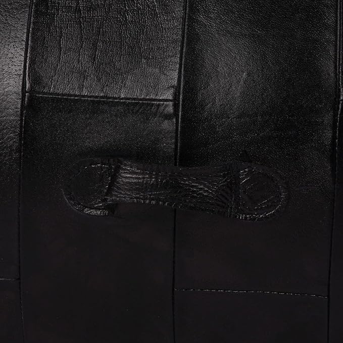 Square (Jumbo) Shaped Buffalo Leather Handmade Eco-Friendly Black Pouf - Square Pouf, 26"x26"x14", Geometric Pouf, Buffalo Leather Pouf, Recycled Cotton Filled Stuffed Pouf, Seating Pouf PF25