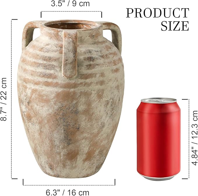 Ceramic Flower Vase Home Decor - Farmhouse Flower Vases Rustic Vintage Style Aesthetic Modern for Table Living Room Kitchen Bedroom Decoration House Desk Decorative Accessories Gift (Vintage)